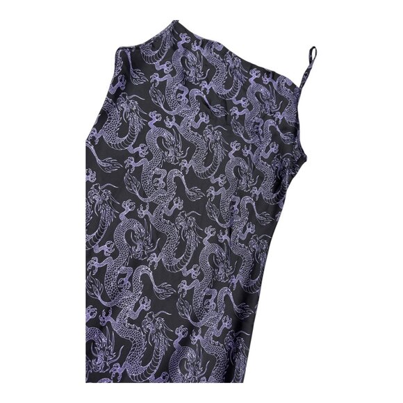 ARDENE Dragon Print Shiny Faux Silk Satin Long Slip Dress Womens Medium - Picture 3 of 4